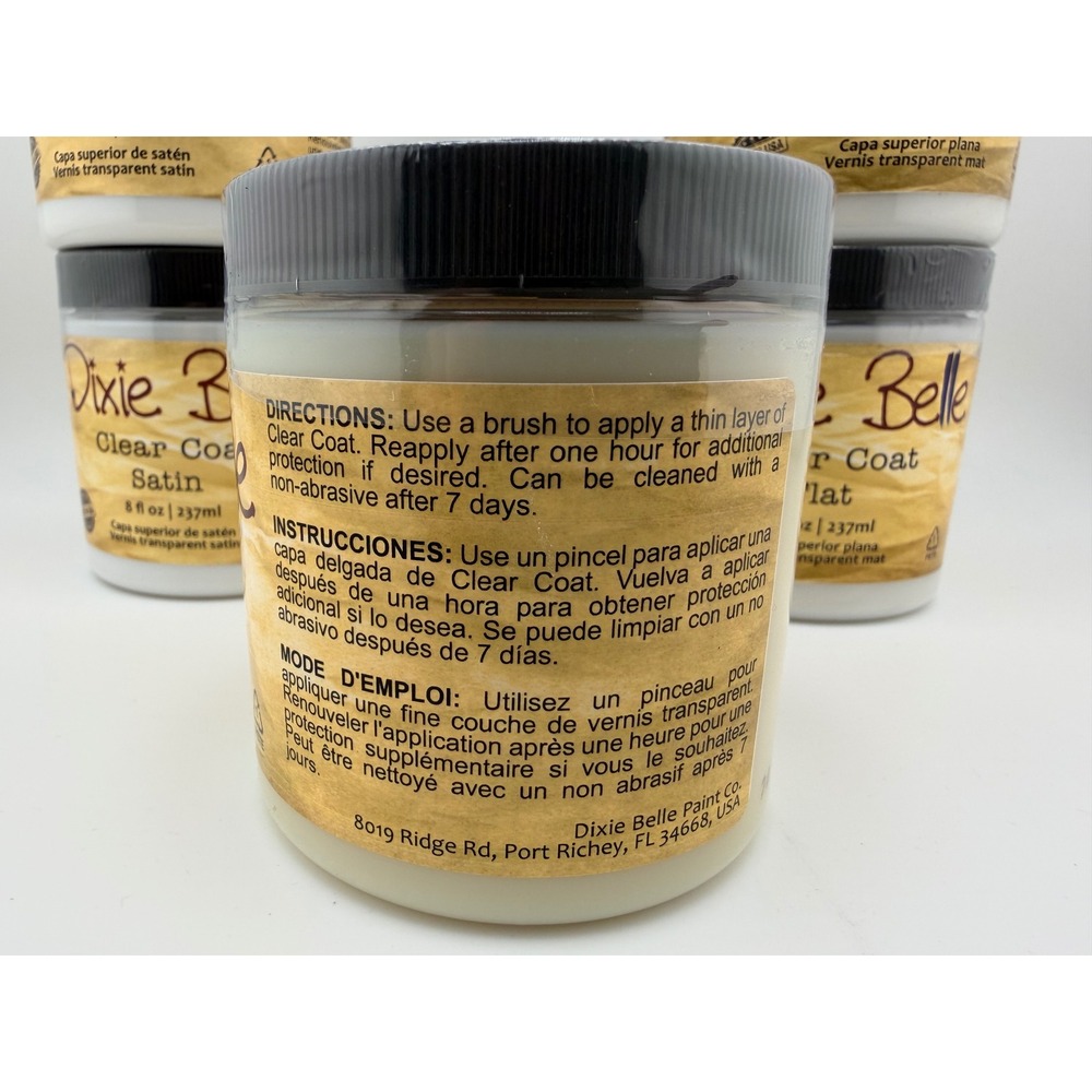 Dixie Belle Clear Coat 8oz Satin Gloss Flat Furniture Paint Topcoats (Choose 1) - Picture 4 of 4